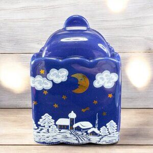 1970s Waechtersbach Cobalt Blue Christmas Stoneware Canister Jar Sugar Bowl VTG